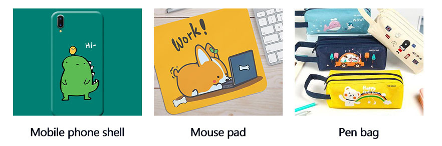 coque de téléphone portable, tapis de souris, sac à stylos