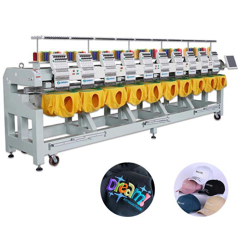 Machine de broderie de tête de qualité CAP / T-shirt / vêtement / machine à broder automatique à plat 