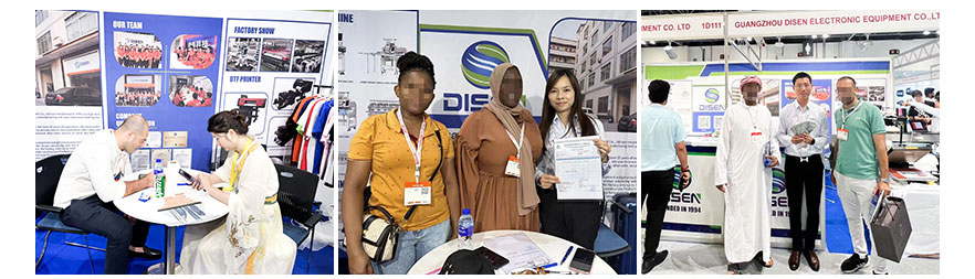 Exposition de Duba&iuml;, photo avec les clients