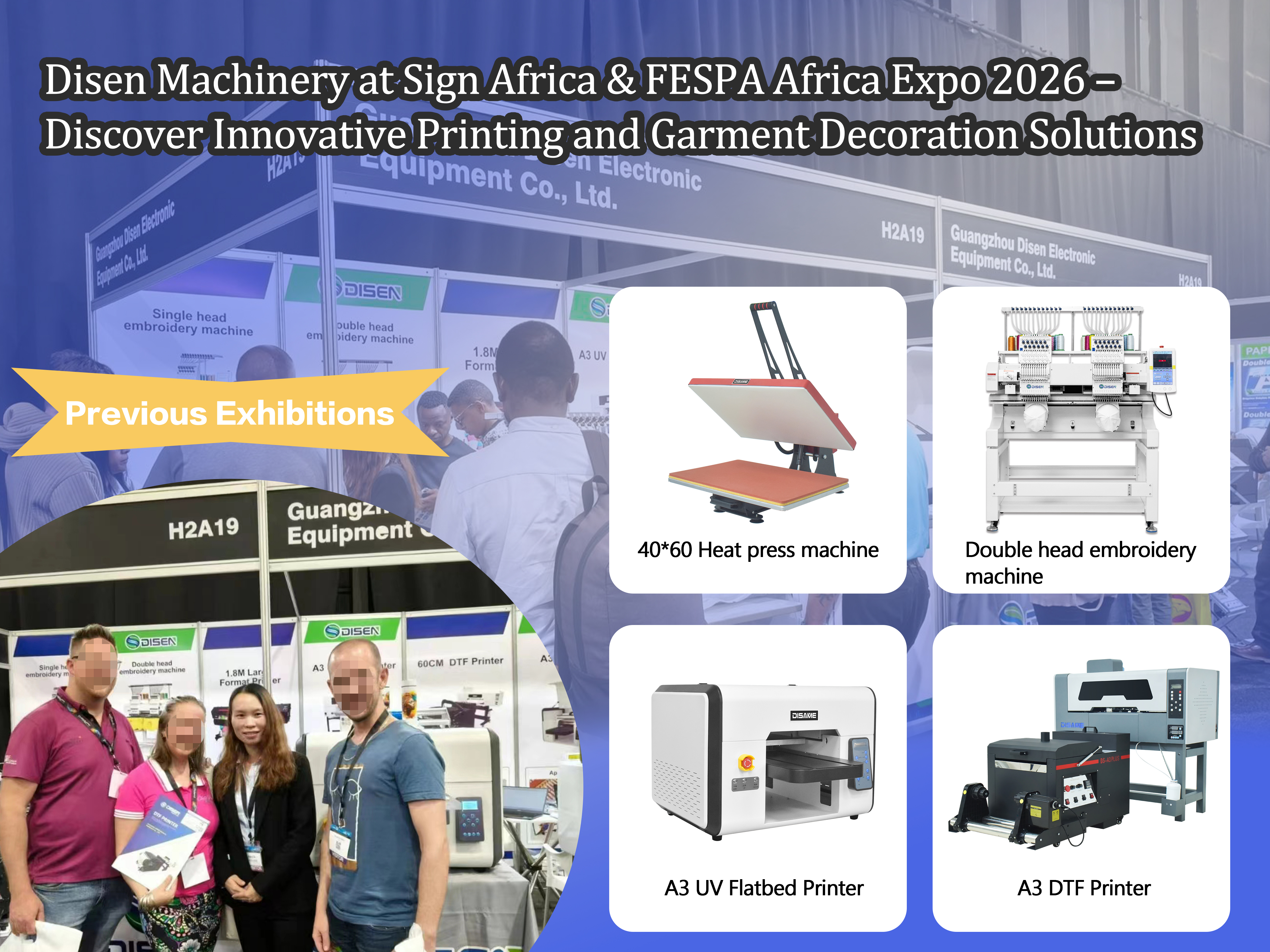 Disen Machinery à Sign Africa et FESPA Africa Expo 2026 – Découvrez des solutions innovantes d’impression et de décoration de vêtements